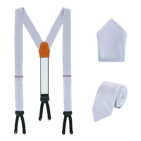 Sutton Solid Color Silk Brace Necktie and Pocket Square Set