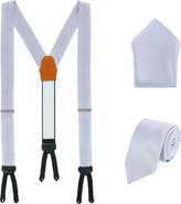 Trafalgar Sutton Solid Color Silk Brace Necktie and Pocket Square Set