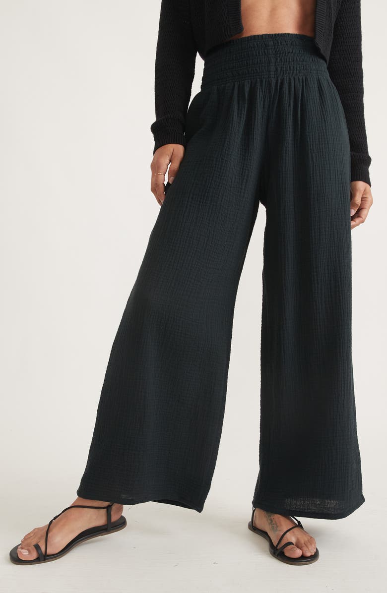 Marine Layer Corinne Double Cloth Cotton Palazzo Pants, Main, color, 