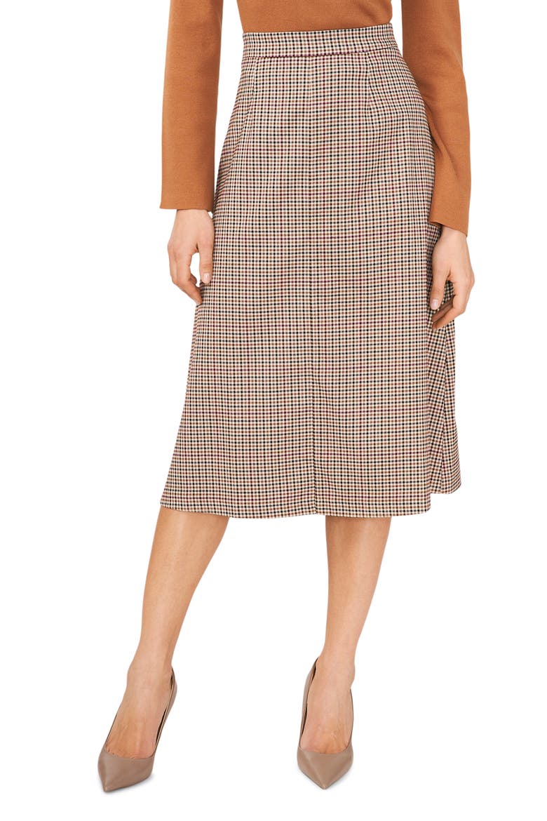 Check A-Line Skirt, Main, color, DARK ROAST