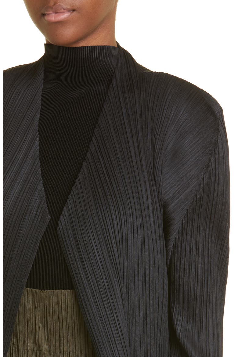 Monthly Colors December Pleated Cardigan, Alternate, color, BLACK