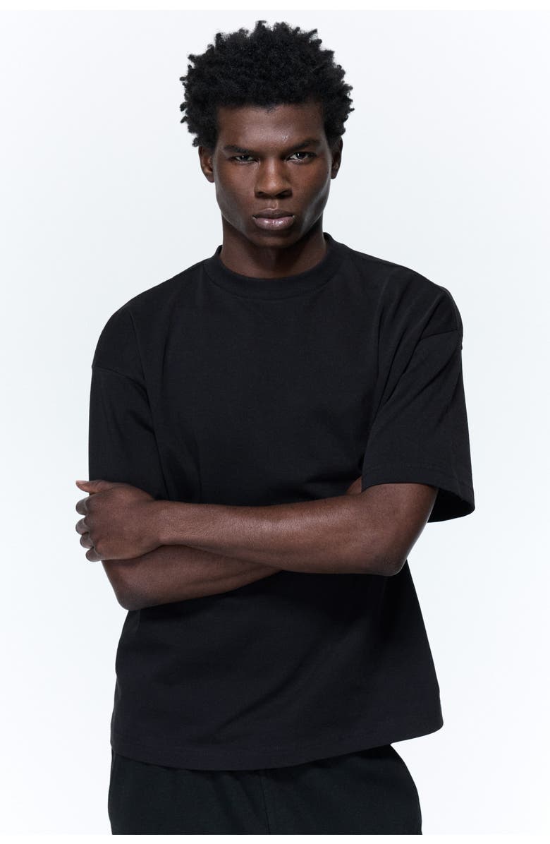 H&M Oversized Fit Cotton T-shirt, Alternate, color, Black
