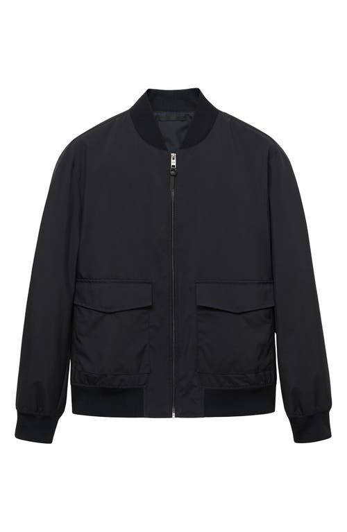 Mango Essentials Water Repellent Bomber Jacket In Blue