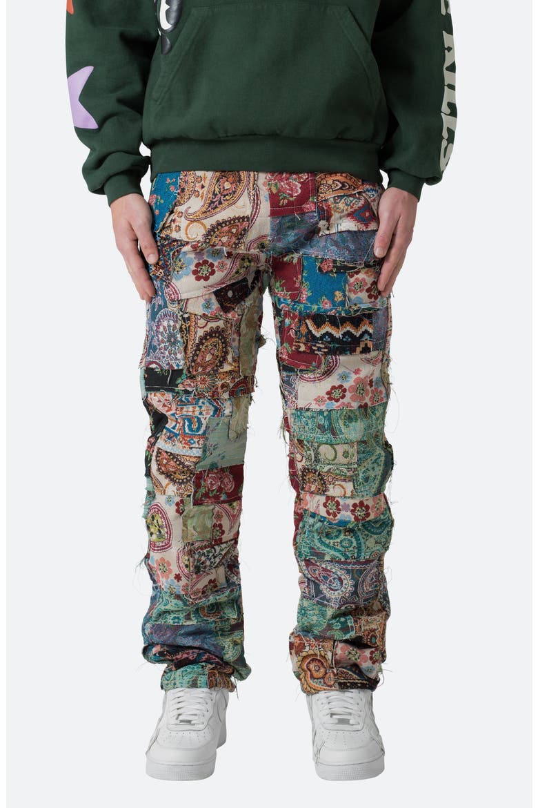 Panel Blanket Straight Leg Pants, Main, color, GREEN MULTI