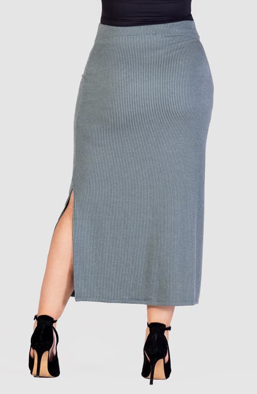 Shop 24seven Comfort Apparel Rib Midi Skirt In Green