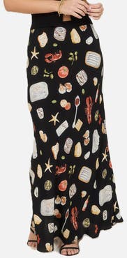 Blu Pepper Print Midi Skirt