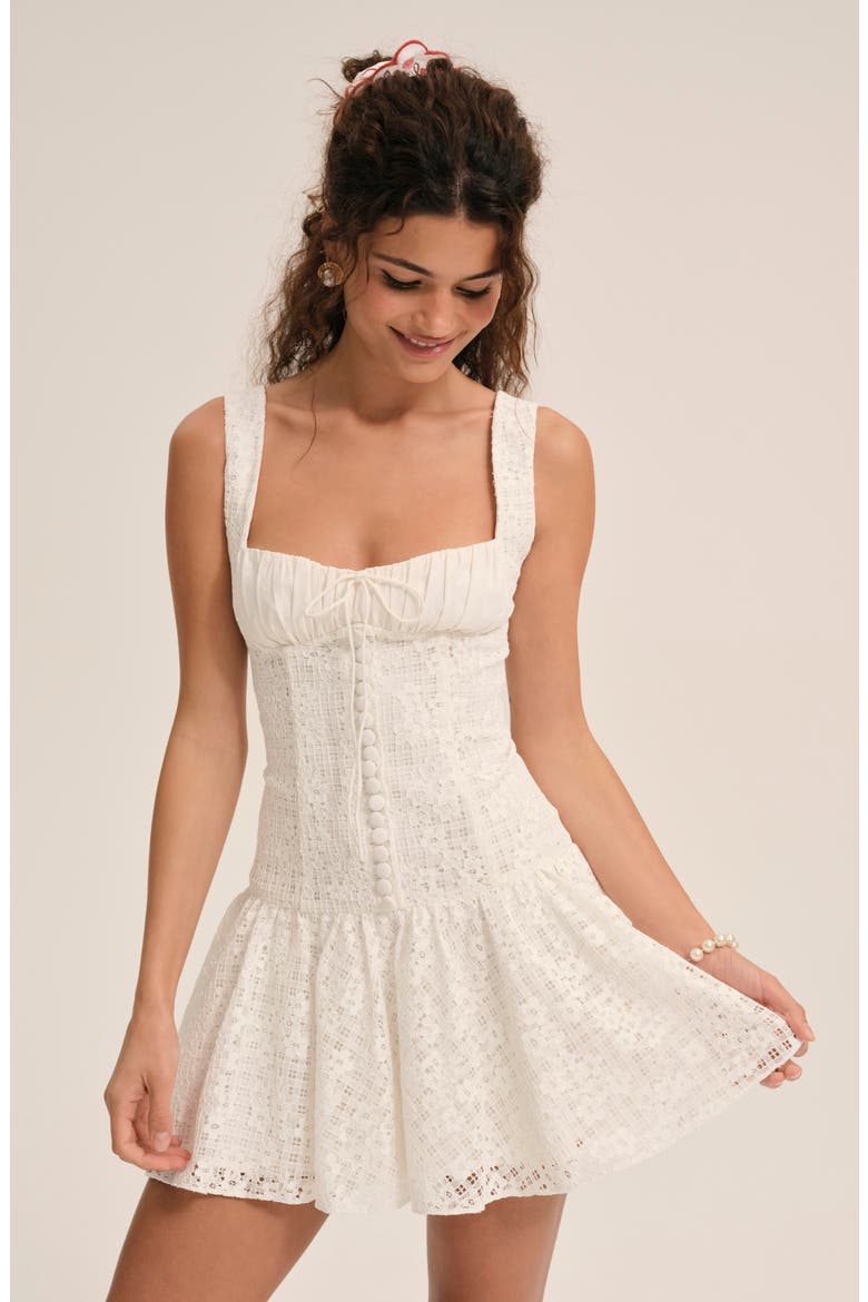 Daisy Embroidered Lace Minidress, Alternate, color, WHITE