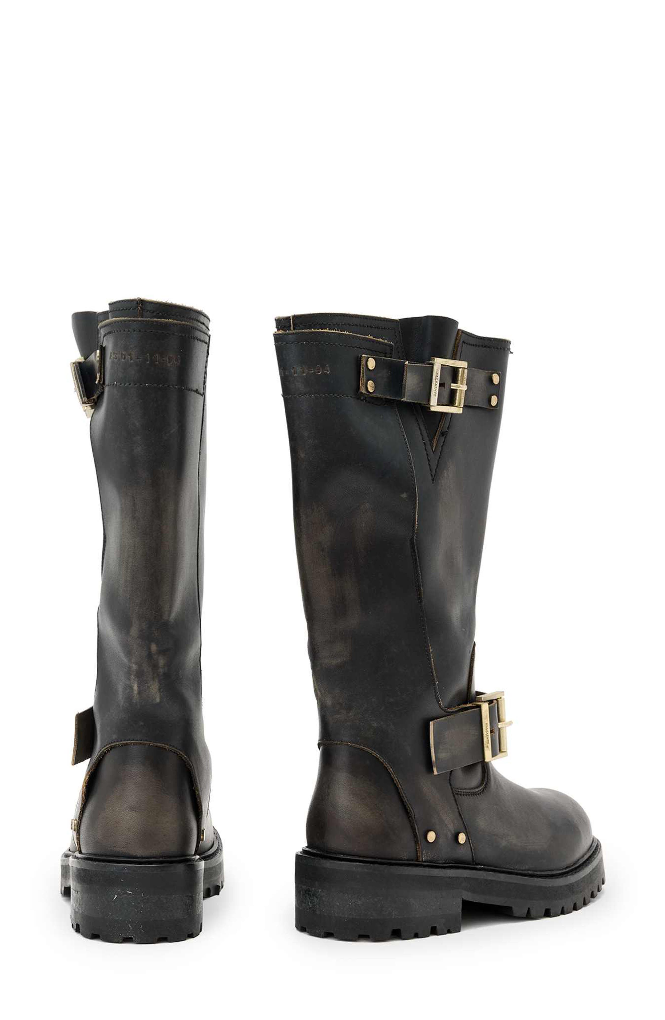 AllSaints Tay Biker Boot, Alternate, color, Dark Brown