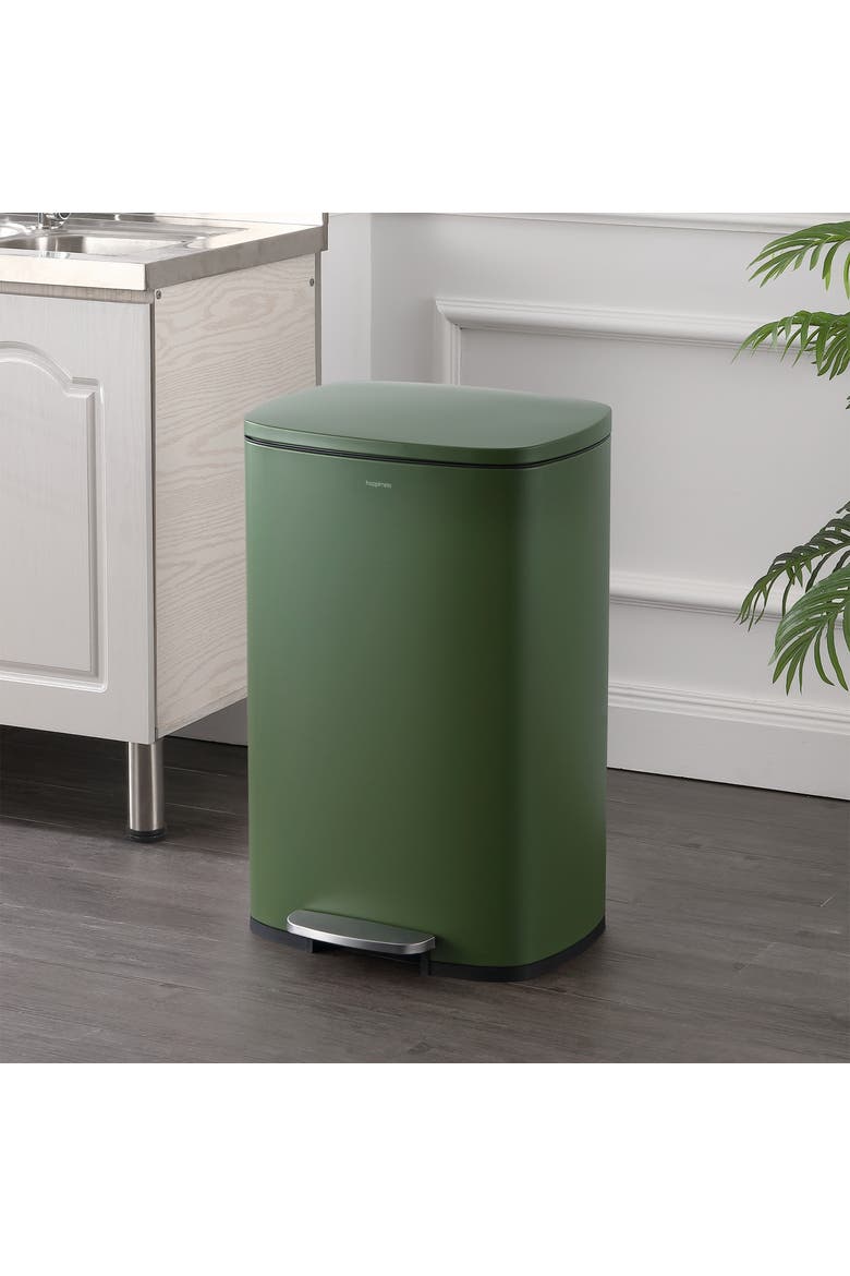 Connor Rectangular Trash Can with Soft-Close Lid and FREE Mini Trash Can, Alternate, color, Pine Green