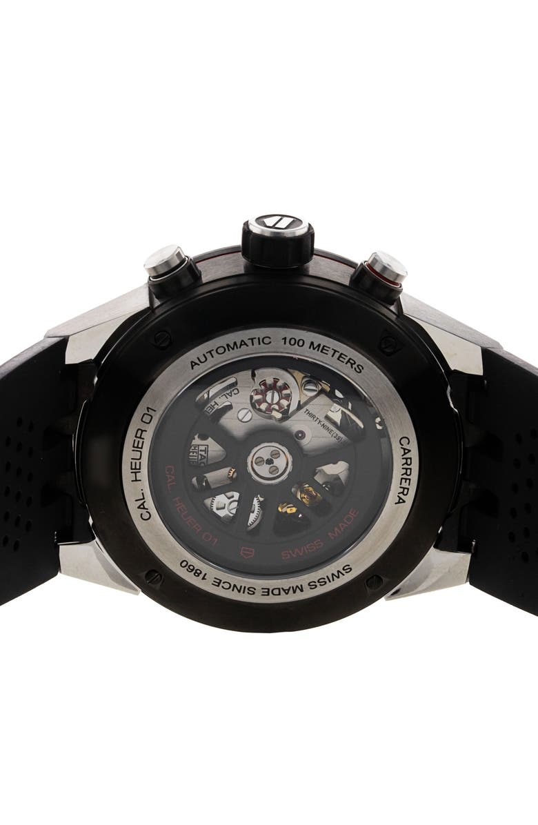 Watchfinder & Co. Tag Heuer Preowned 2017 Carrera CAR2A1Z.FT6044 Rubber Strap Watch, 45mm, Alternate, color, 