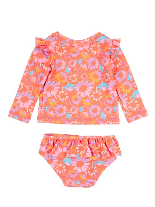 RUFFLEBUTTS RUFFLEBUTTS BABY/TODDLER GIRLS UPF50+ SUN PROTECTED SKIRTED FLUTTER LONG SLEEVE RASH GUARD BIKINI