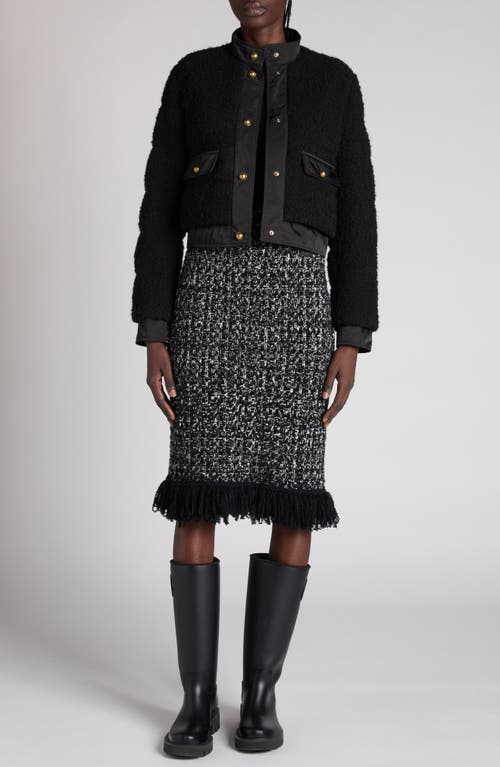 Moncler Blandy Tweed Short Down Jacket In Black