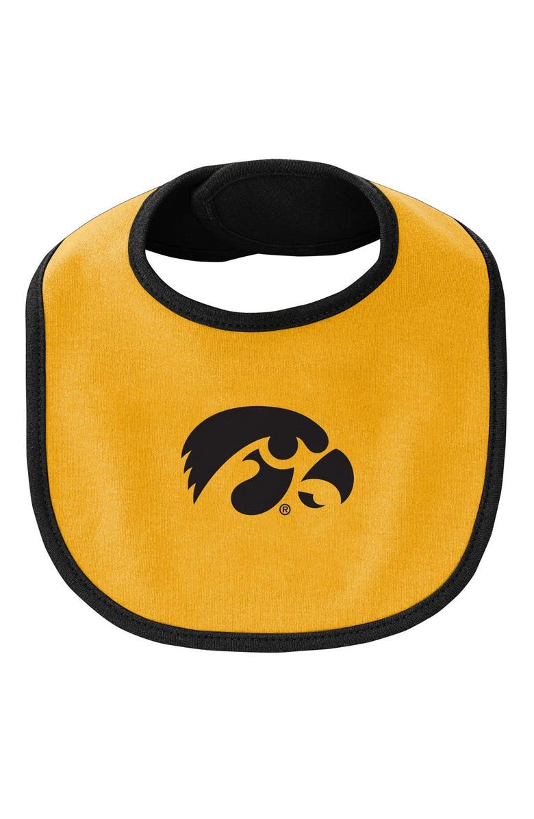Outerstuff Newborn & Infant Black/Gold Iowa Hawkeyes Little Champ Bodysuit Bib & Booties Set, Alternate, color, 