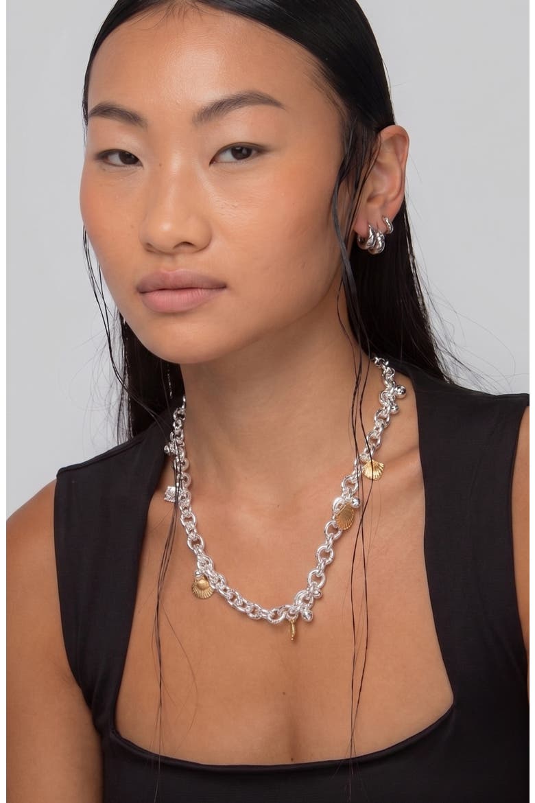 Coral Curb Necklace In Two Tone, Alternate, color, Two Tone