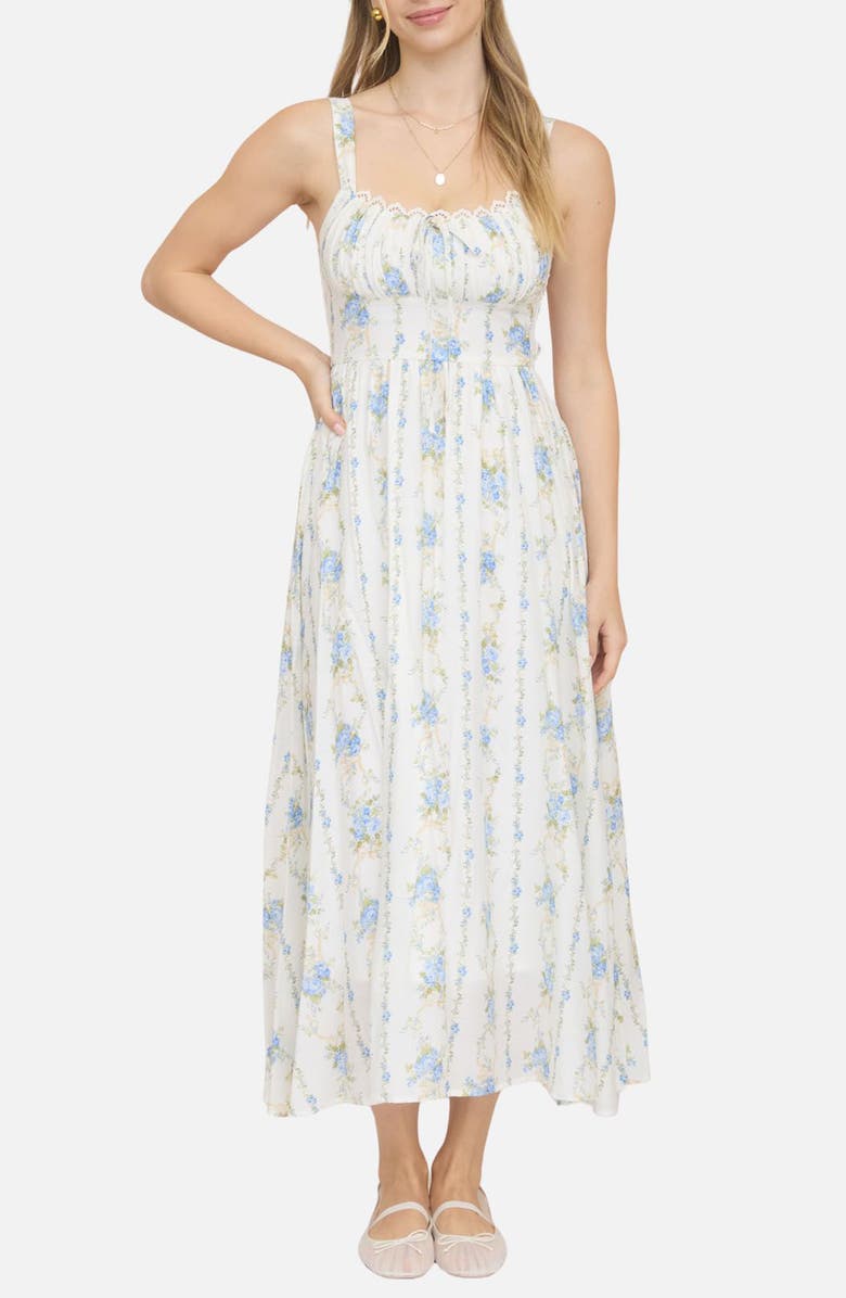 Blu Pepper Floral Print Sleeveless Maxi Dress, Main, color, Blue Multi