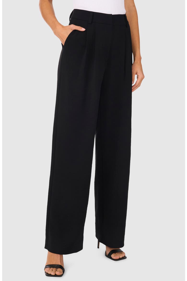 Pleated Straight Leg Pants, Main, color, RICH BLACK