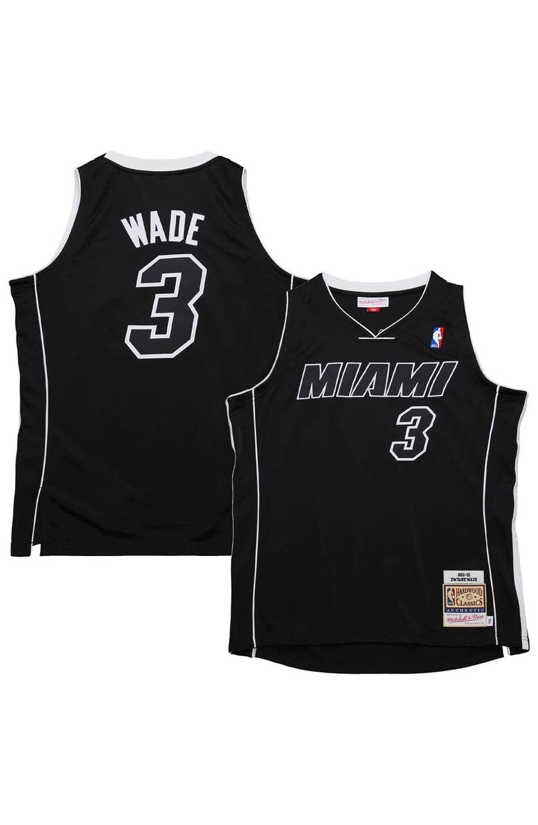 Mitchell & Ness Men's Mitchell & Ness Dwyane Wade Black Miami Heat 2011/12 Hardwood Classics Authentic Jersey, Alternate, color, 