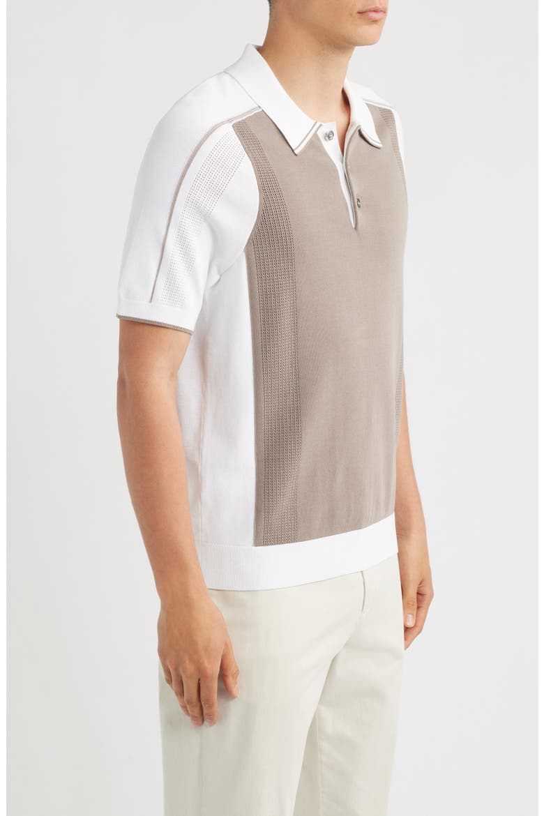 Claremont Colorblock Pointelle Trim Polo, Alternate, color, CAMEL/WHITE