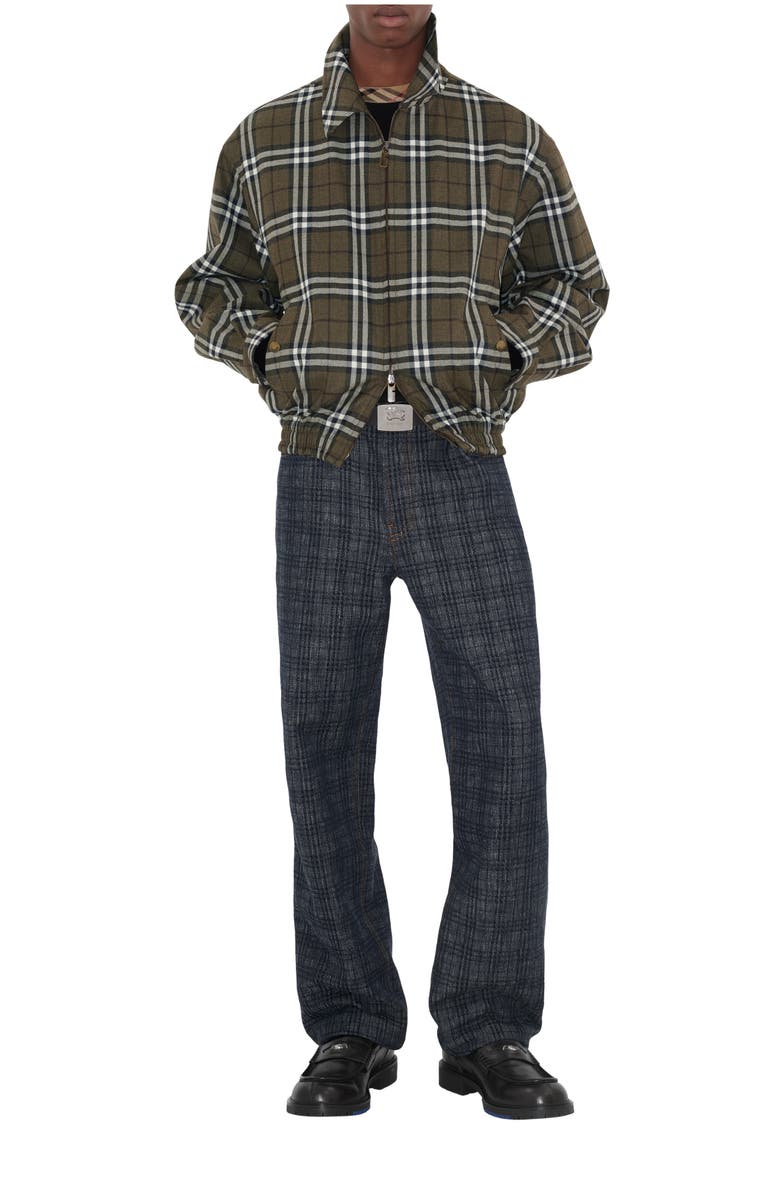 Burberry Check Bonded Wool Harrington Jacket, Main, color, Shrub Green/Yew Green