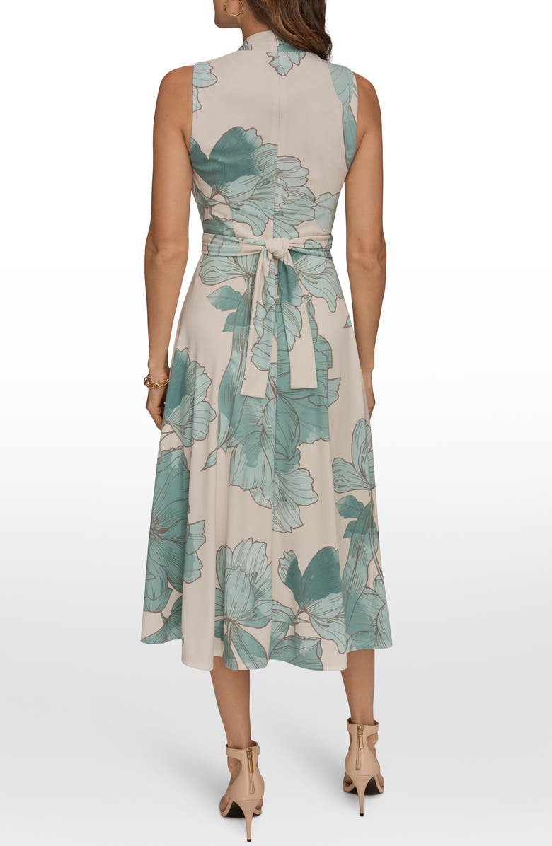 Donna Karan New York V-Neck A-Line Dress, Alternate, color, Vellum/ Waterlily Multi