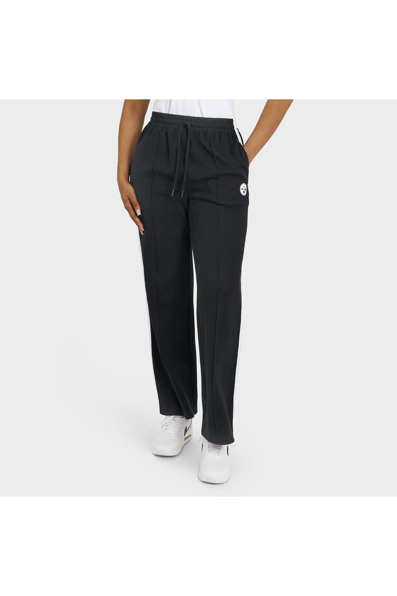Women's WEAR by Erin Andrews Black Pittsburgh Steelers Color-Block Straight Leg Pants, Alternate, color, Black