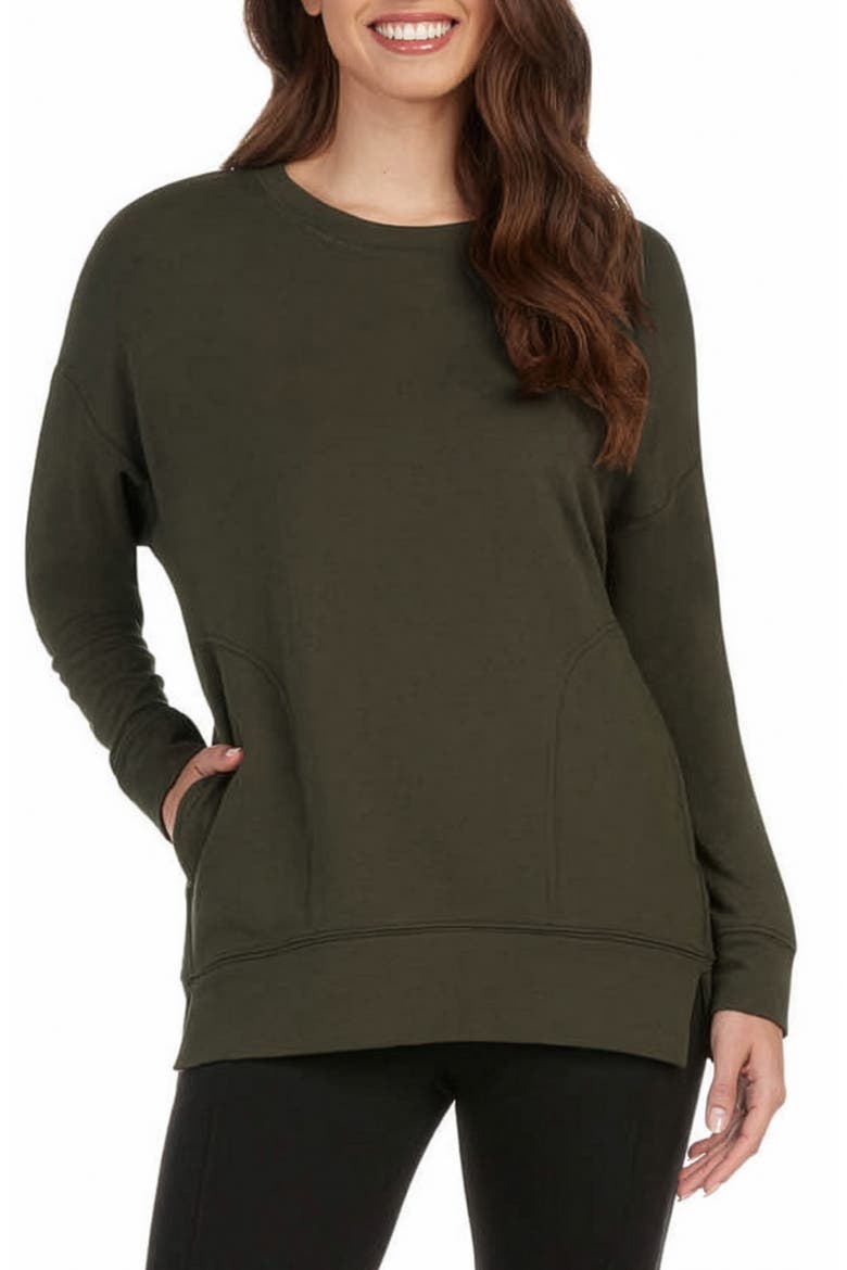 Side Pocket Tunic Sweatshirt, Main, color, OLIVE