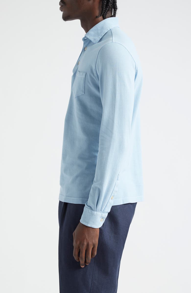 Thom Sweeney Long Sleeve Cotton Piqué Polo, Alternate, color, Light Blue
