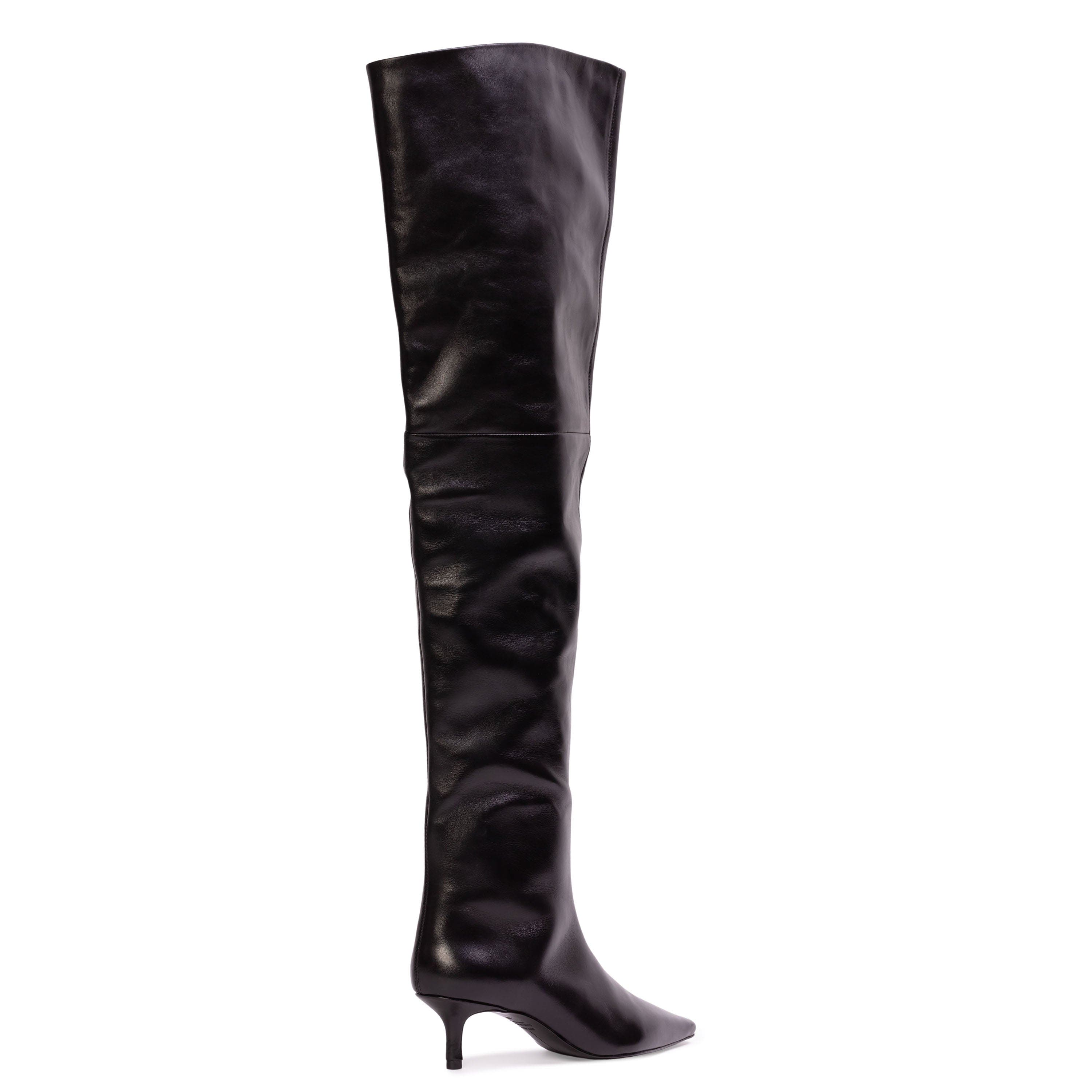 BLACK SUEDE STUDIO Kira 50 Thigh High Boot, Alternate, color, Black Leather