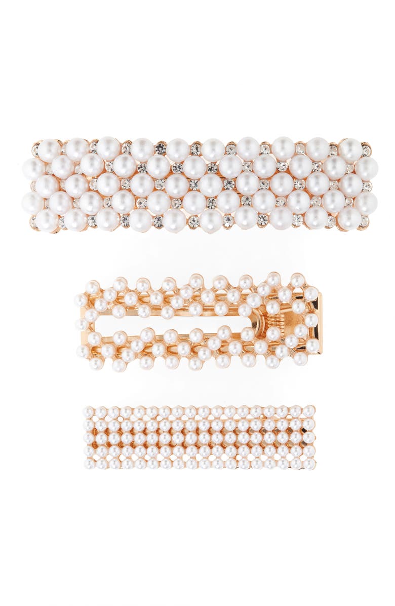Tasha Assorted 3-Pack Imitation Pearl Hair Clips, Main, color, 
