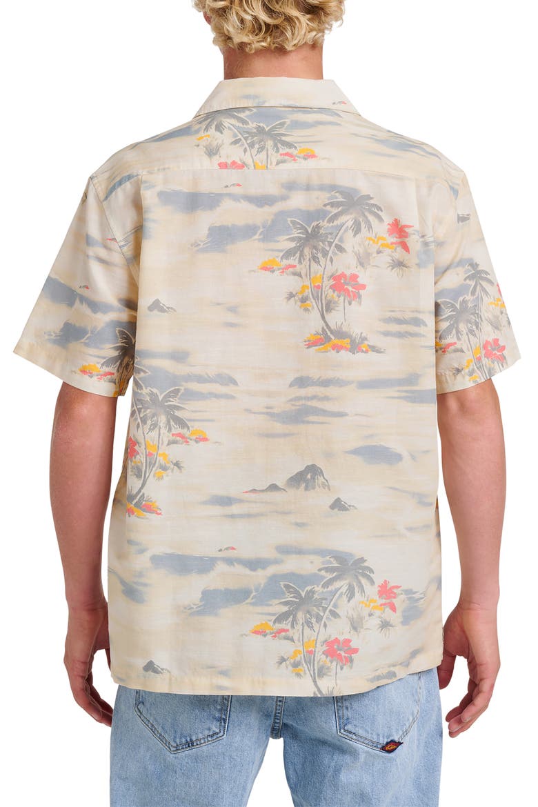 Tropical Surf Cotton & Linen Camp Shirt, Alternate, color, BIRCH
