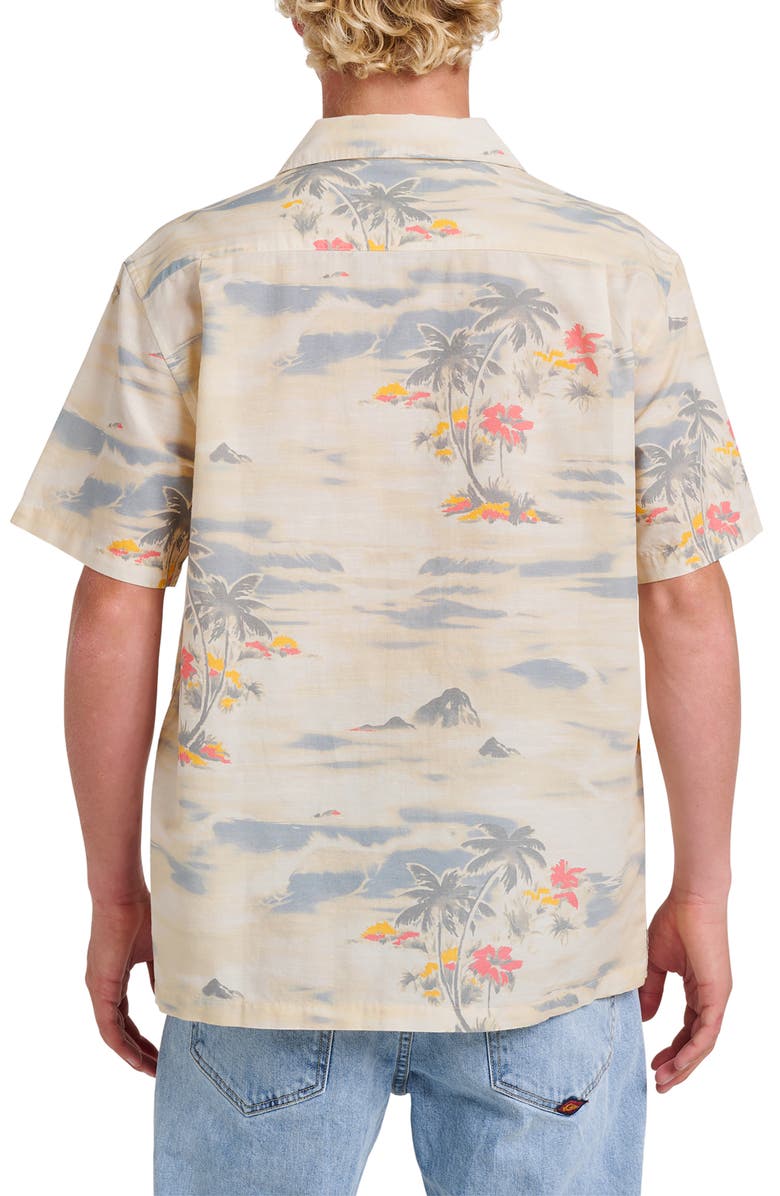 Quiksilver Tropical Surf Cotton & Linen Camp Shirt, Alternate, color, Birch