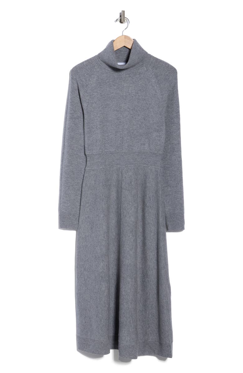 Derek Lam 10 Crosby Bethany Long Sleeve Wool Turtleneck Sweater Dress, Alternate, color, Grey Melange