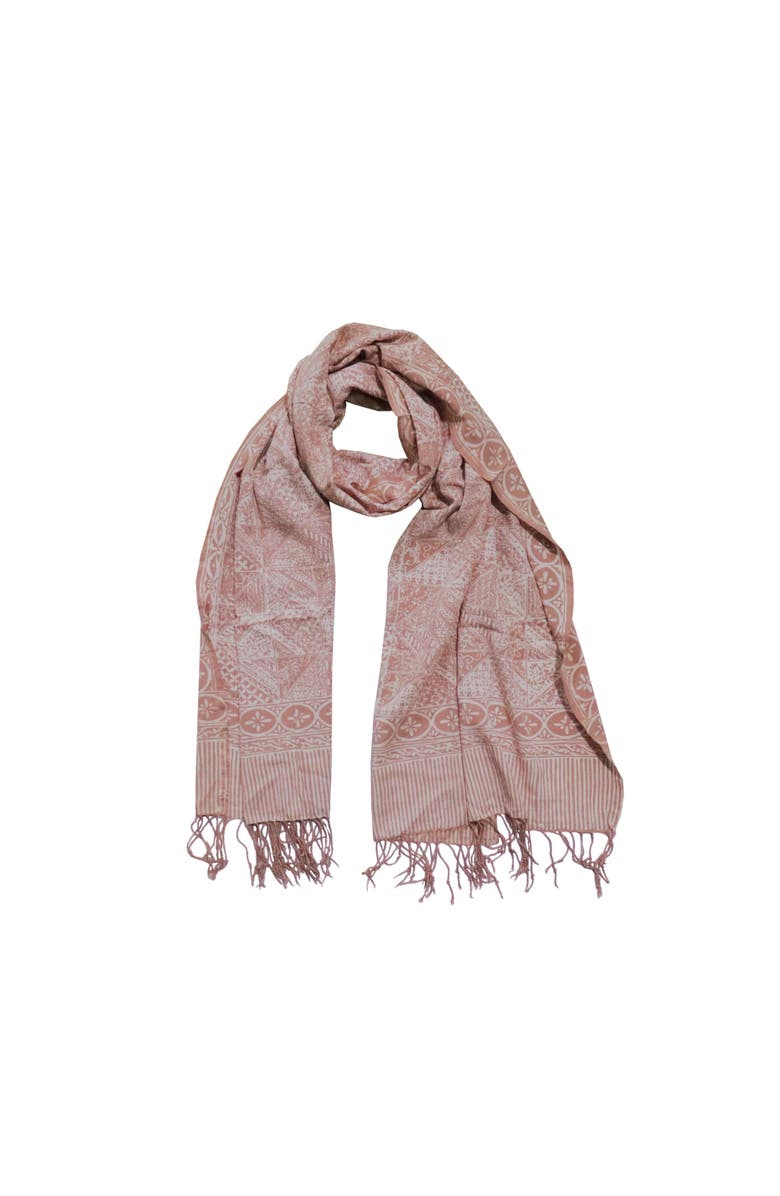 Kasih Co-op Handmade Batik Scarf, Main, color, Apricot Grid