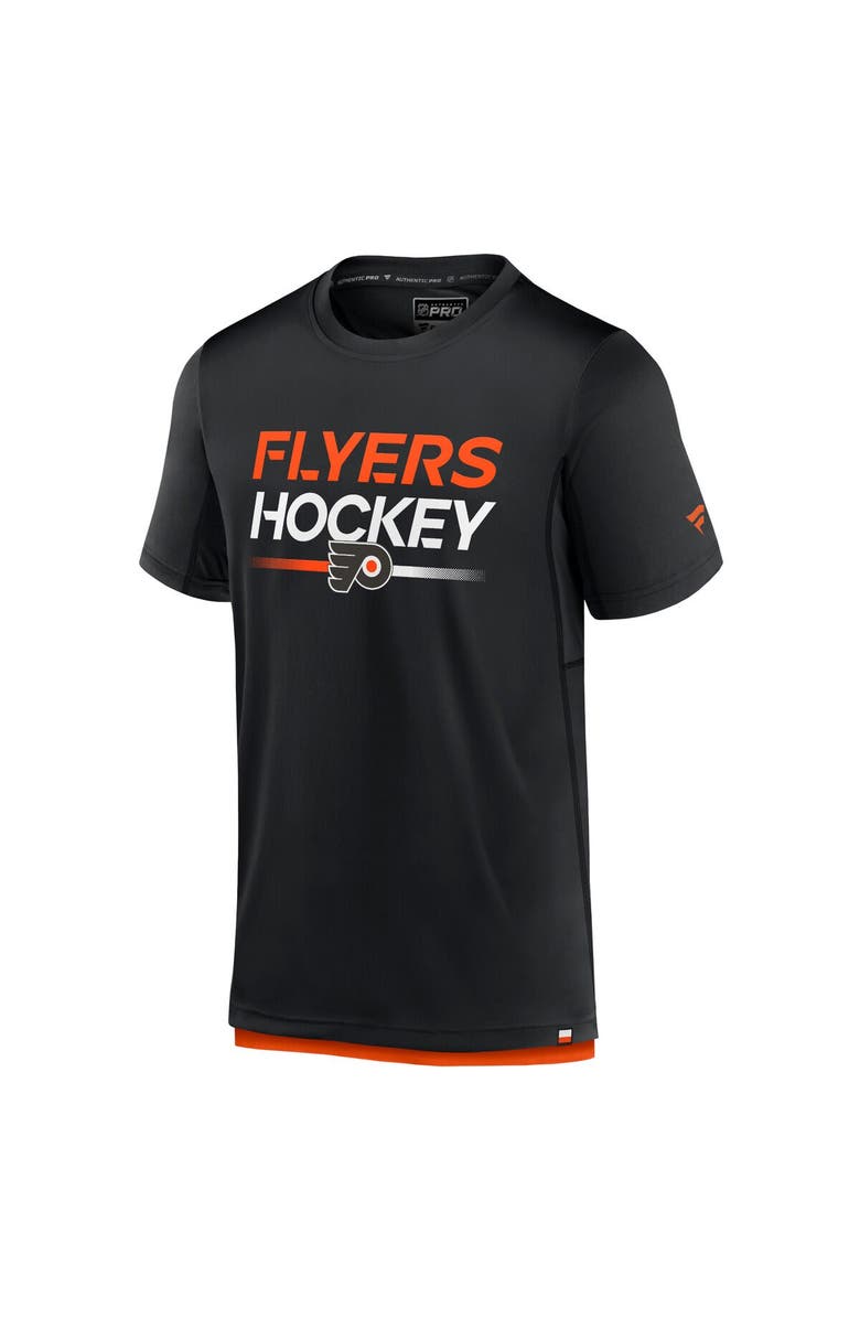 FANATICS Men's Fanatics Branded Black Philadelphia Flyers Authentic Pro Tech T-Shirt, Alternate, color,