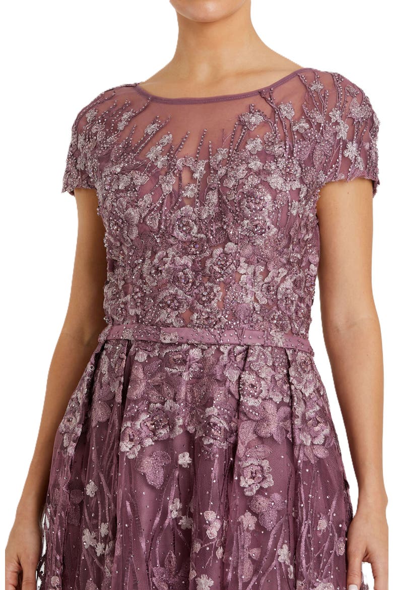 Embellished Floral Cap Sleeve A Line Gown, Alternate, color, Wisteria