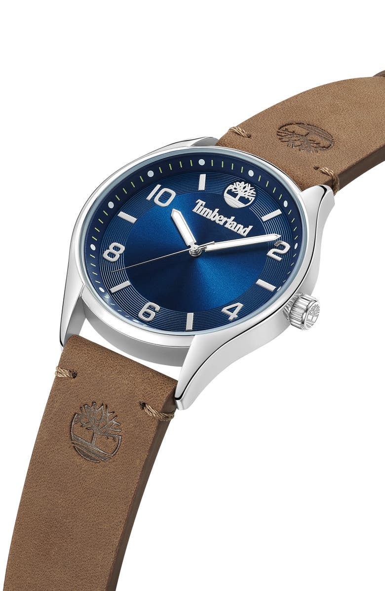 Timberland Classic Leather Strap Watch, 42.5mm, Alternate, color, 