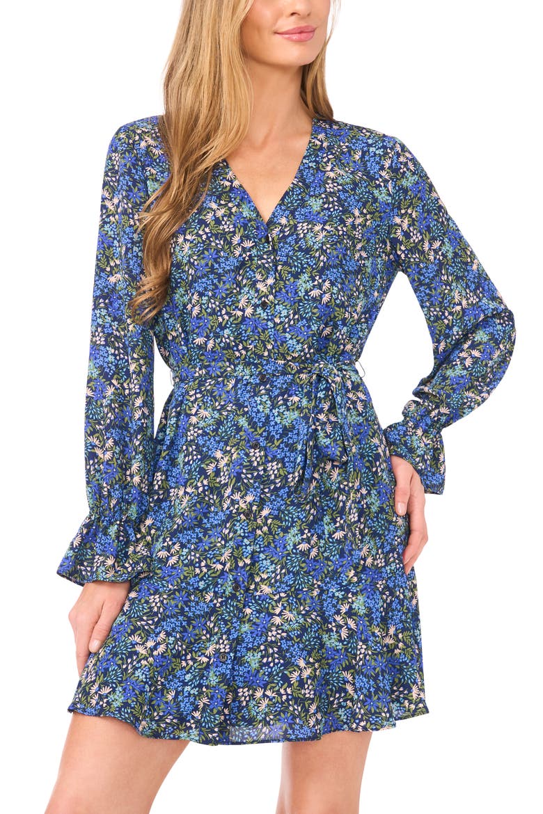 Floral Long Sleeve Dress, Alternate, color, CLASSIC NAVY