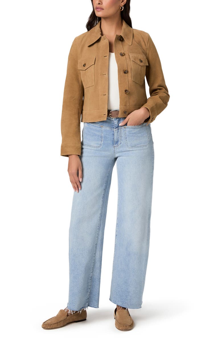 PAIGE Anessa Raw Hem High Waist Wide Leg Jeans, Alternate, color, La Belle