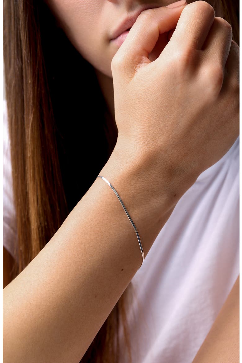 14K Gold Herringbone Chain Bracelet (Online Trunk Show), Alternate, color, 14KW