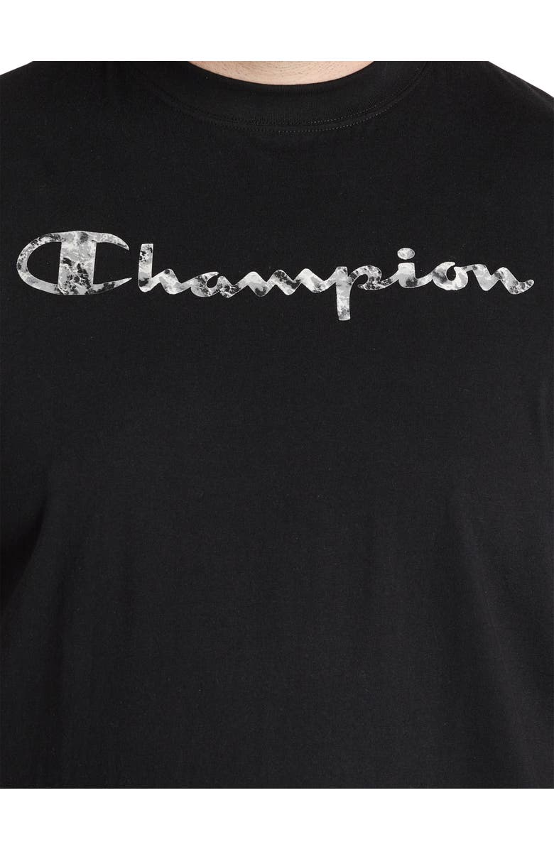 Champion Big & Tall Crackle Tonal Script T-Shirt, Alternate, color, Black