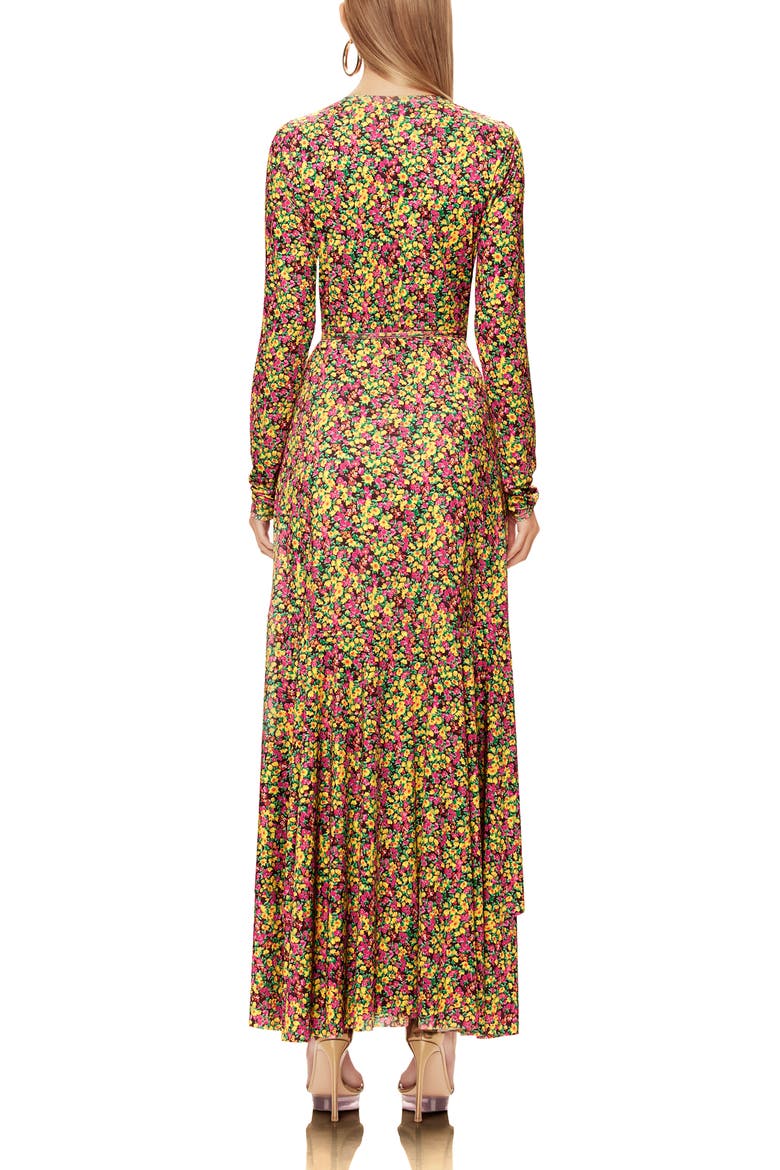 Elodie Ruffle Hem Long Sleeve Wrap High/Low Dress, Alternate, color, ELECTRIC DITSY