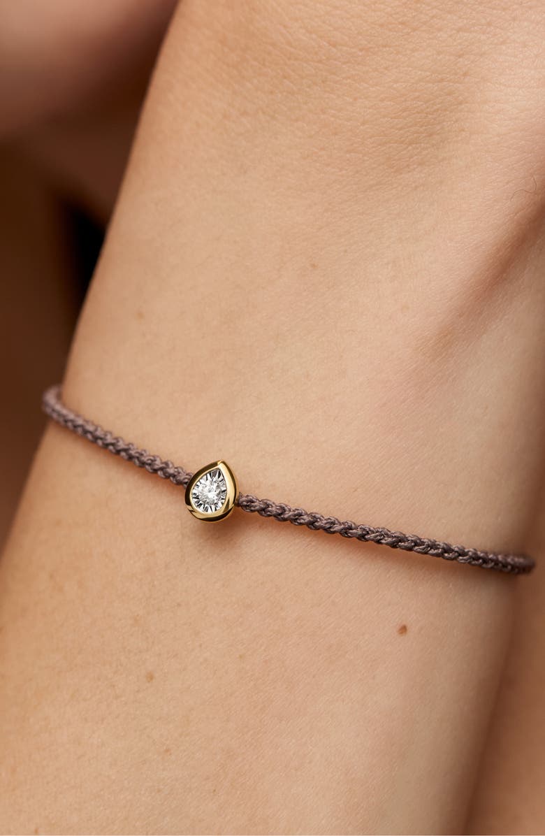 Monica Vinader Pear Cut Lab Grown Diamond Cord Bracelet, Alternate, color, Gold Vermeil