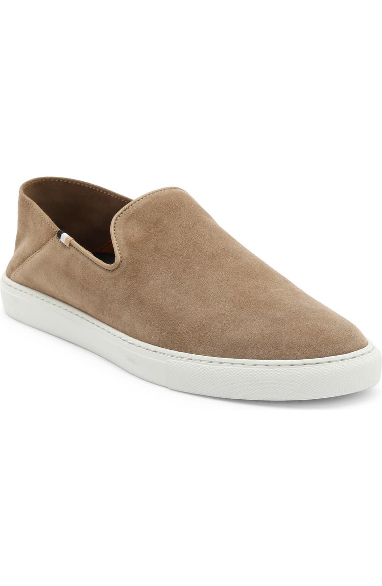 BOSS Rey Suede Slip-On Sneaker, Main, color, Medium Beige