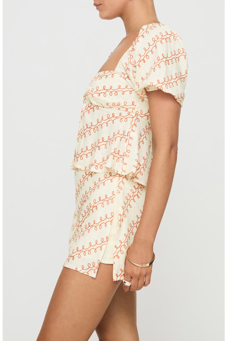 Passionfruit Short Sleeve Linen Blend Top, Alternate, color, IVORY MULTI