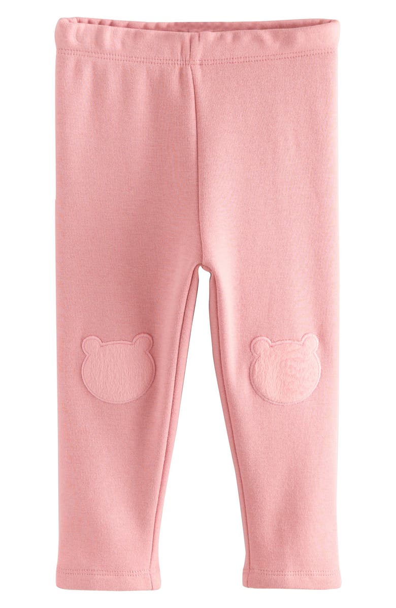 NEXT Kids' Bear Knee Patch Leggings, Main, color, Pink