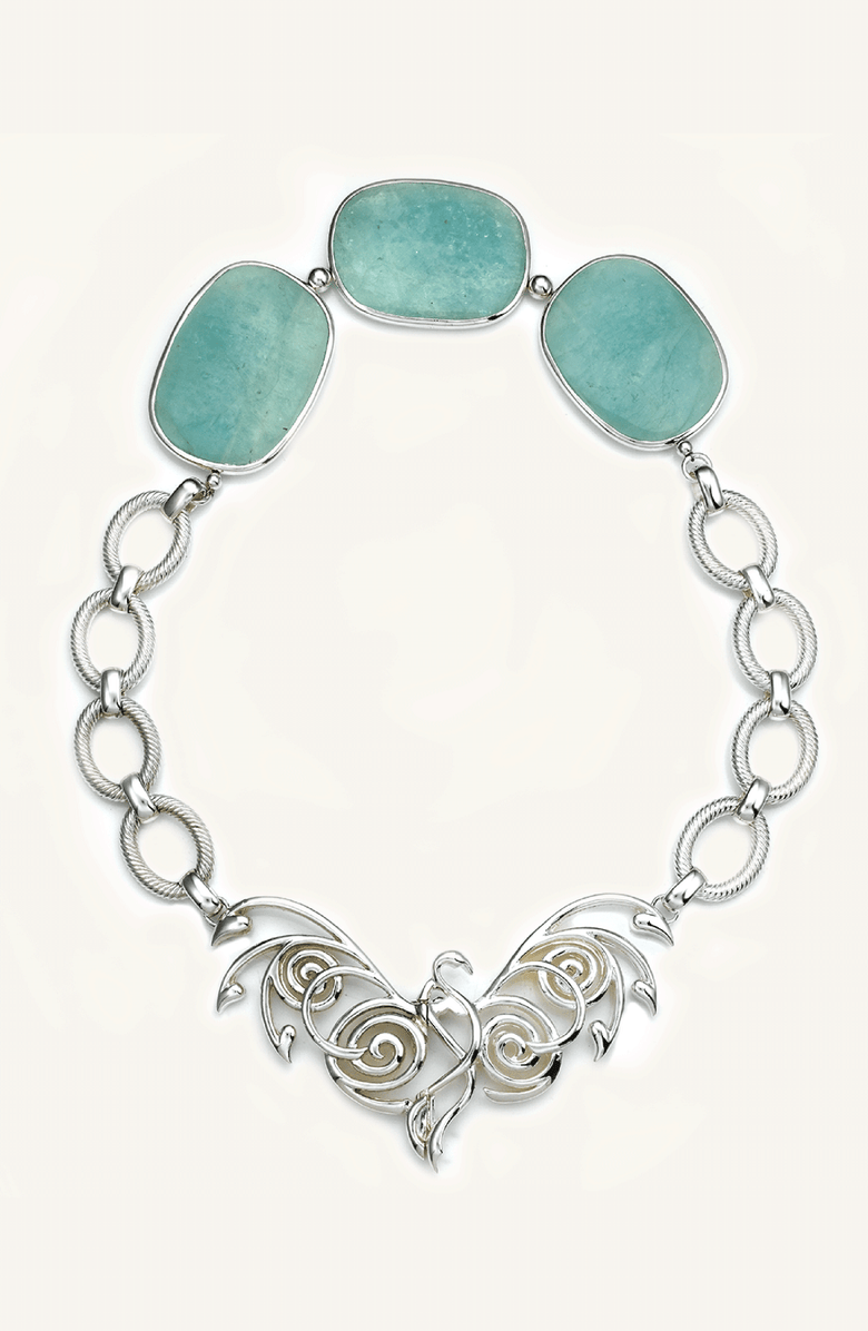 Samantha Siu - New York The Rising Phoenix Necklace, Main, color, Silver / Aquamarine