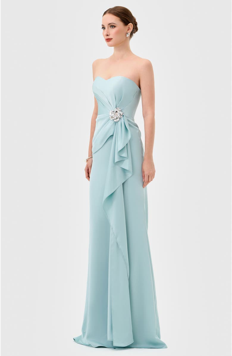 Bariano Sereya Strapless Gown, Alternate, color, Blue