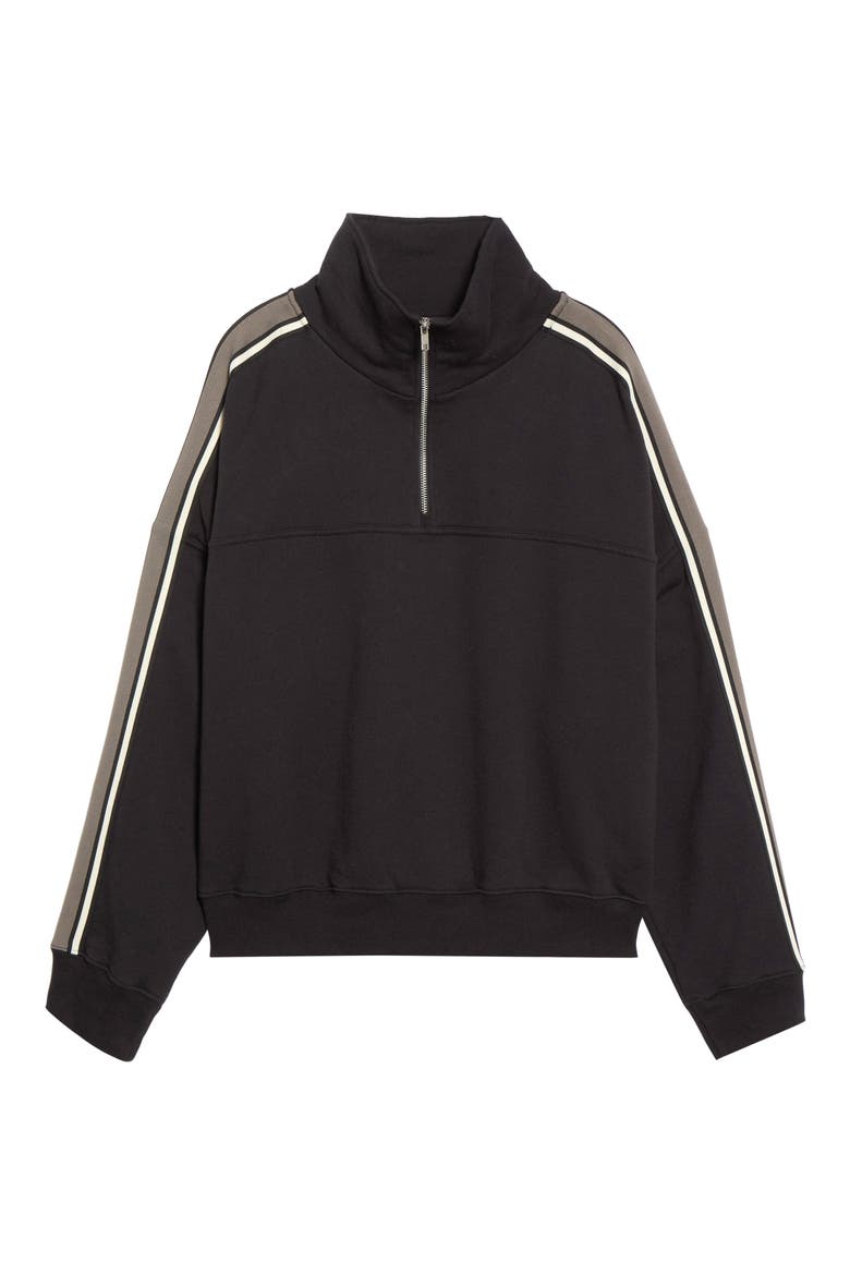 Goldie French Terry Quarter Zip Pullover, Alternate, color, BLACK/ LENTIL