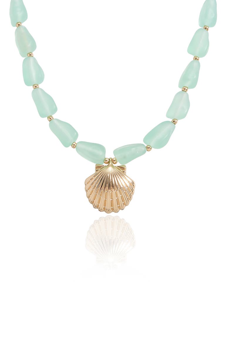 Seaside Beaded Pendant Necklace, Alternate, color, LIGHT GREEN