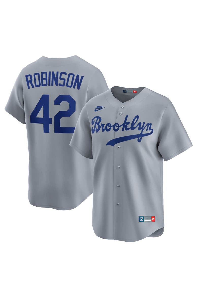 Men's Nike Jackie Robinson Gray Brooklyn Dodgers Throwback